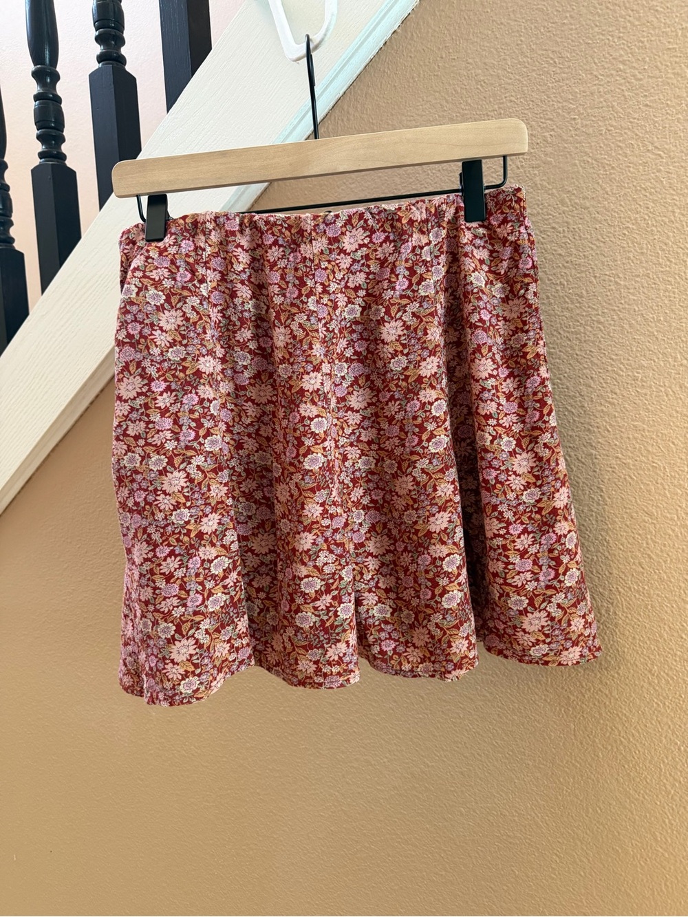 American Eagle Outfitters Red Floral Circle Skirt